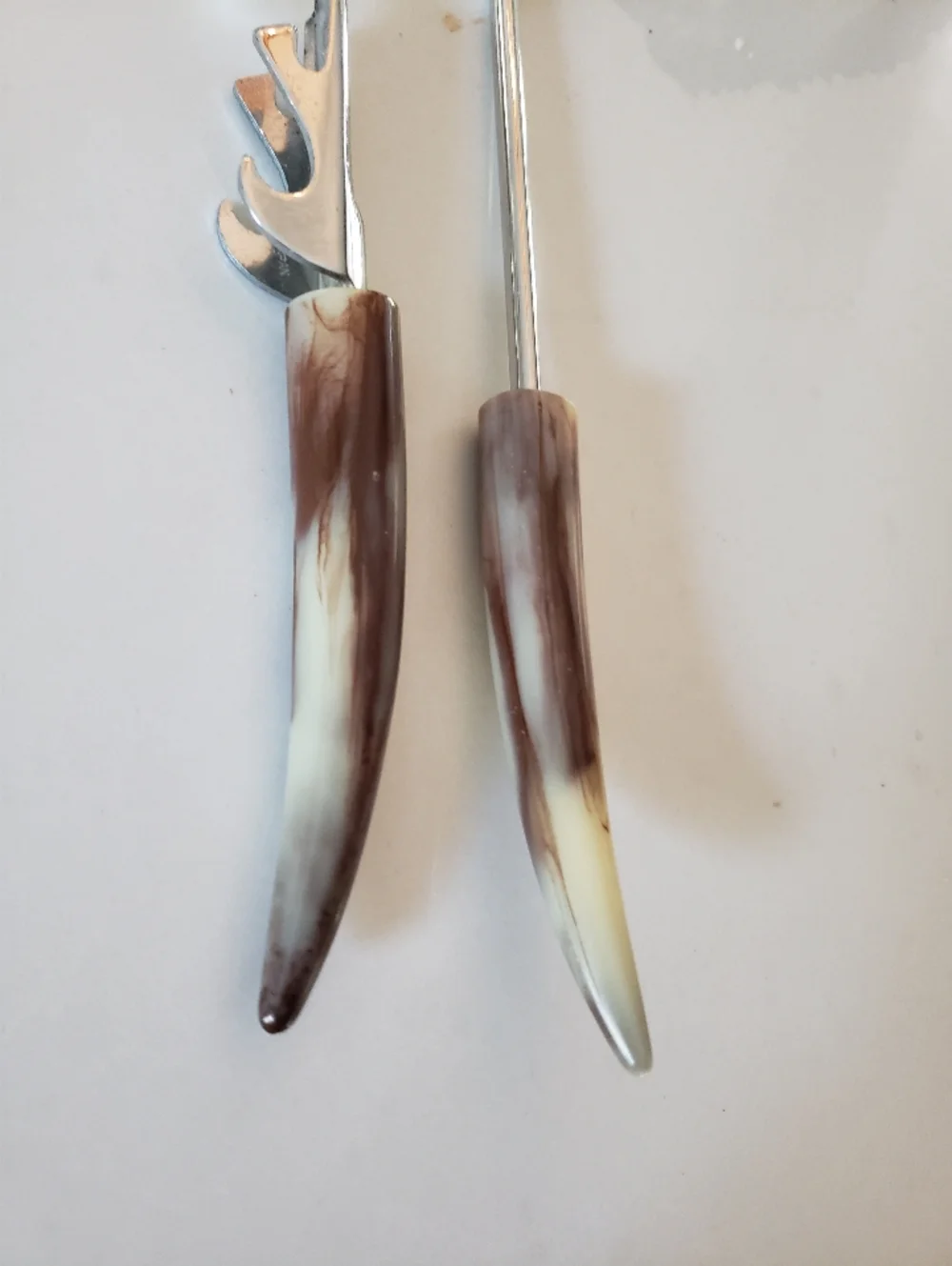 Vintage Bar Utensils, a Pair, Faux Tusk Handles